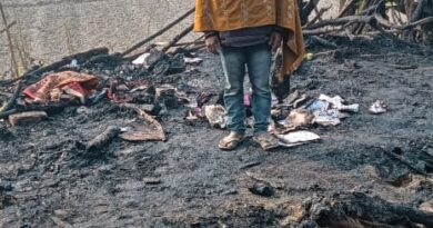 आग लगने से तीन परिवार बेघर, हजारों की संपत्ति जलकर राख